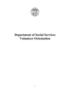 Department of Social Services Volunteer Orientation  1