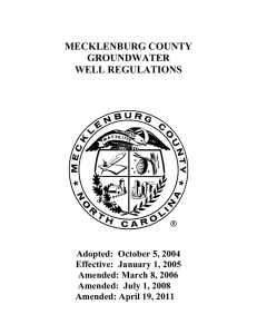 MECKLENBURG COUNTY GROUNDWATER WELL REGULATIONS