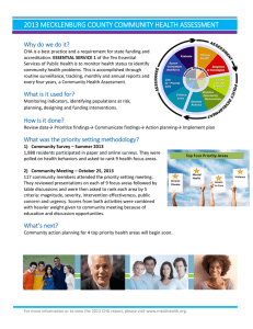 2013 MECKLENBURG COUNTY COMMUNITY HEALTH ASSESSMENT Why do we do it?