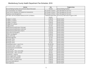 Mecklenburg County Health Department Fee Schedule, 2016