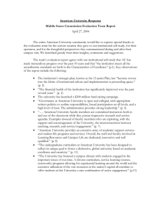 American University Response Middle States Commission Evaluation Team Report April 27, 2004