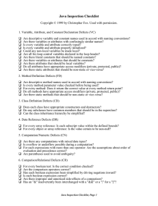 Java Inspection Checklist