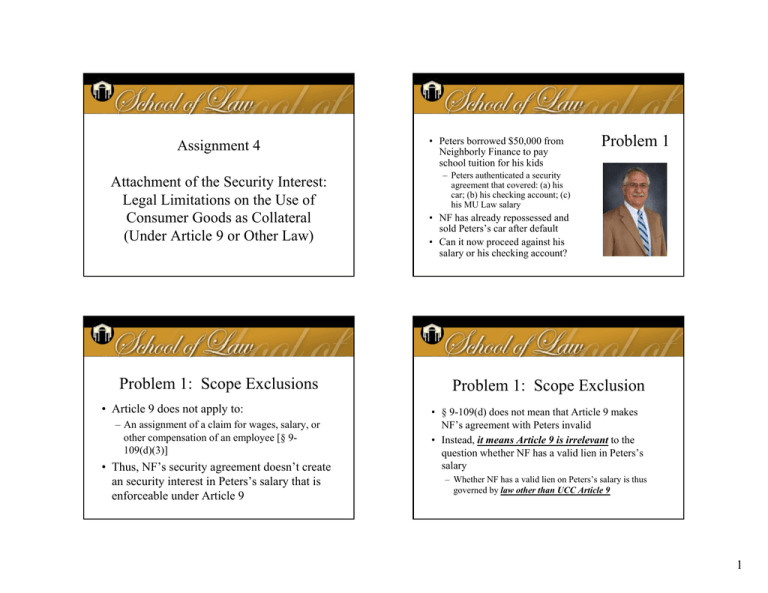 Problem 1 Assignment 4 Attachment Of The Security Interest 