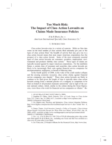 Too Much Risk: The Impact of Class Action Lawsuits on I.