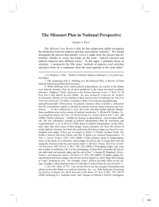 The Missouri Plan in National Perspective