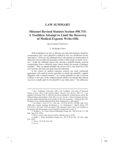 LAW SUMMARY Missouri Revised Statutes Section 490.715: of Medical Expense Write-Offs