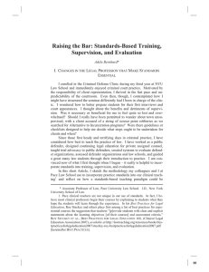Raising the Bar: Standards-Based Training, Supervision, and Evaluation I. C
