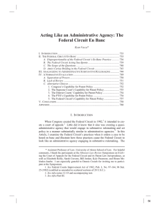 Acting Like an Administrative Agency: The Federal Circuit En Banc