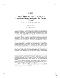 NOTE “Secret” Prior Art: Does Prior Art in a Patents?