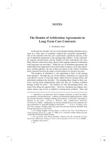The Demise of Arbitration Agreements in Long-Term Care Contracts NOTES