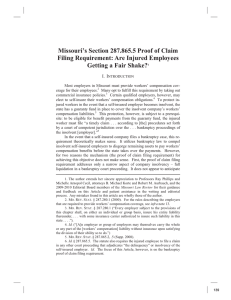 Missouri’s Section 287.865.5 Proof of Claim Filing Requirement: Are Injured Employees