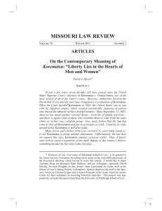 MISSOURI LAW REVIEW ARTICLES On the Contemporary Meaning of Men and Women”
