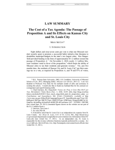 LAW SUMMARY The Cost of a Tax Agenda: The Passage of