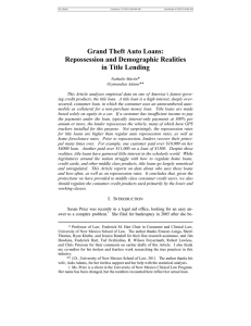 Grand Theft Auto Loans: Repossession and Demographic Realities in Title Lending *