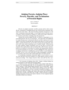 Judging Parents, Judging Place: Poverty, Rurality, and Termination of Parental Rights A