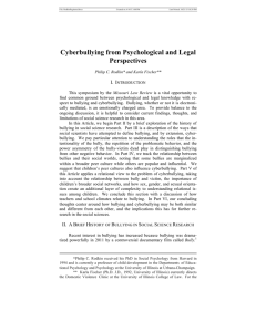 Cyberbullying from Psychological and Legal Perspectives I. I