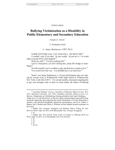 Bullying Victimization as a Disability in Public Elementary and Secondary Education C