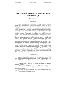 The Troubling Ambition of Federal Rule of Evidence 502(d) A