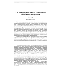 The Disaggregated State in Transnational Environmental Regulation I. I