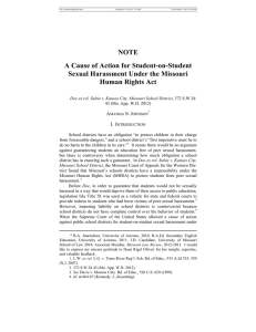 NOTE A Cause of Action for Student-on-Student Sexual Harassment Under the Missouri
