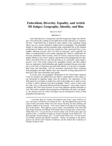 Federalism, Diversity, Equality, and Article III Judges: Geography, Identity, and Bias A
