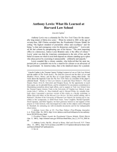 Anthony Lewis: What He Learned at Harvard Law School  