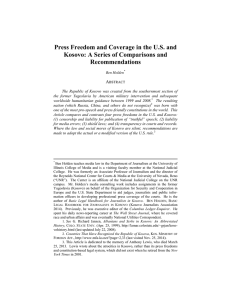Press Freedom and Coverage in the U.S. and Recommendations A