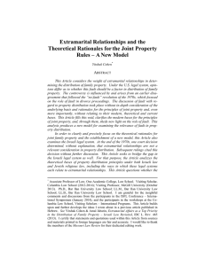 Extramarital Relationships and the Theoretical Rationales for the Joint Property Rules – A