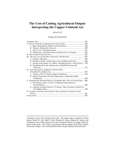 The Cost of Cutting Agricultural Output: Interpreting the Capper-Volstead Act  T