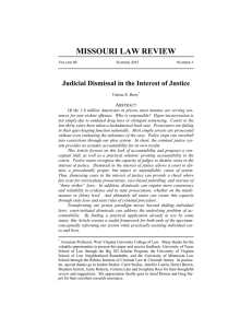 MISSOURI LAW REVIEW Judicial Dismissal in the Interest of Justice   A