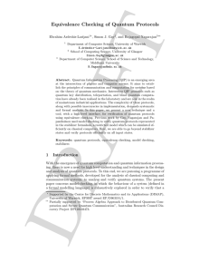 Equivalence Checking of Quantum Protocols Ebrahim Ardeshir-Larijani , Simon J. Gay