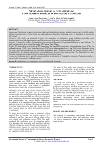 MEDICATION ERRORS IN OUTPATIENTS OF A GOVERNMENT HOSPITAL IN YOGYAKARTA INDONESIA