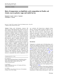 Role of temperature on lipid/fatty acid composition in Pacific cod