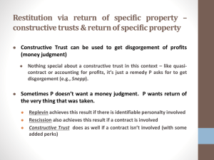 Restitution via return of specific property – (money judgment)