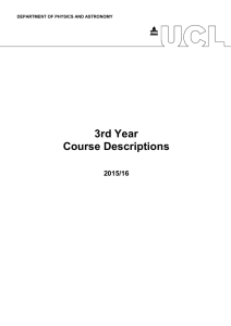 3rd Year Course Descriptions  2015/16