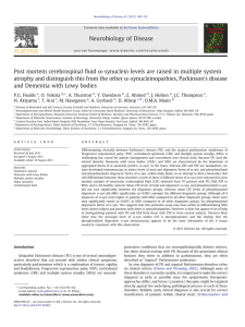 ﬂuid α-synuclein levels are raised in multiple system Post mortem cerebrospinal