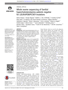 Whole exome sequencing of familial hypercholesterolaemia patients negative LDLR/APOB/PCSK9 mutations for