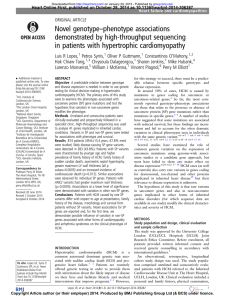 –phenotype associations Novel genotype demonstrated by high-throughput sequencing in patients with hypertrophic cardiomyopathy