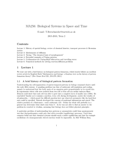 MA256: Biological Systems in Space and Time Contents E-mail: 2015-2016, Term 2