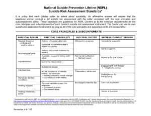 National Suicide Prevention Lifeline (NSPL) Suicide Risk Assessment Standards*