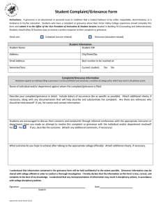 Student Complaint/Grievance Form   