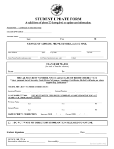 STUDENT UPDATE FORM