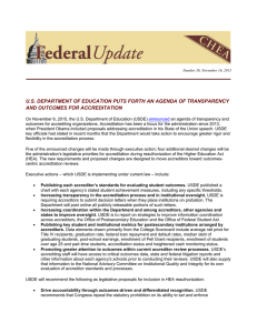 U.S. DEPARTMENT OF EDUCATION PUTS FORTH AN AGENDA OF TRANSPARENCY
