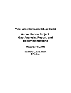 Accreditation Project: Gap Analysis, Report, and Recommendations