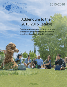 Addendum to the 2015-2016 Catalog