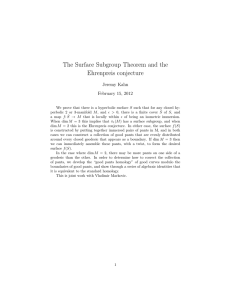 The Surface Subgroup Theorem and the Ehrenpreis conjecture Jeremy Kahn February 15, 2012