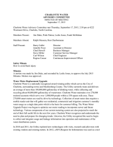 CHARLOTTE WATER ADVISORY COMMITTEE MINUTES OF MEETING September 17, 2015