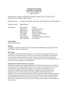 CHARLOTTE WATER ADVISORY COMMITTEE MINUTES OF MEETING August 20, 2015
