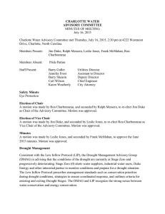 CHARLOTTE WATER ADVISORY COMMITTEE MINUTES OF MEETING July 16, 2015