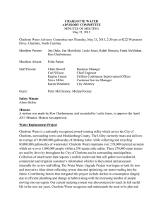 CHARLOTTE WATER ADVISORY COMMITTEE MINUTES OF MEETING May 21, 2015